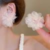Earrings Gentle Earrings Pink Super Fairy Flower Chiffon Suitable for Spring Mesh Earrings High-end