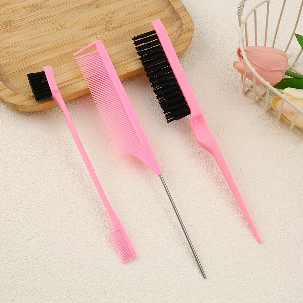 [3pcs Multi-Purpose Hair Styling Comb] 3pcs Hair Styling Comb Set - Nylon Bristle Brushes, Normal Hair, Fine-tooth Combs with ABS Plastic Handles