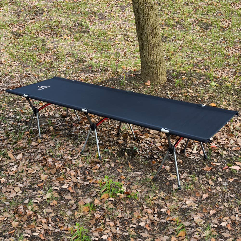 TOMOUNT Cot, Outdoor Bed, Camping Cot, High and Low, Folding Cot, 2WAYS, Load Capacity 150kg, Storage Case Included, Nap, Camping, Outdoor Use (Khaki)