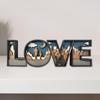 English Letters Statue Artwork Sculpture Wooden Durable Craft Ornament for Hotel Dorm Chinese