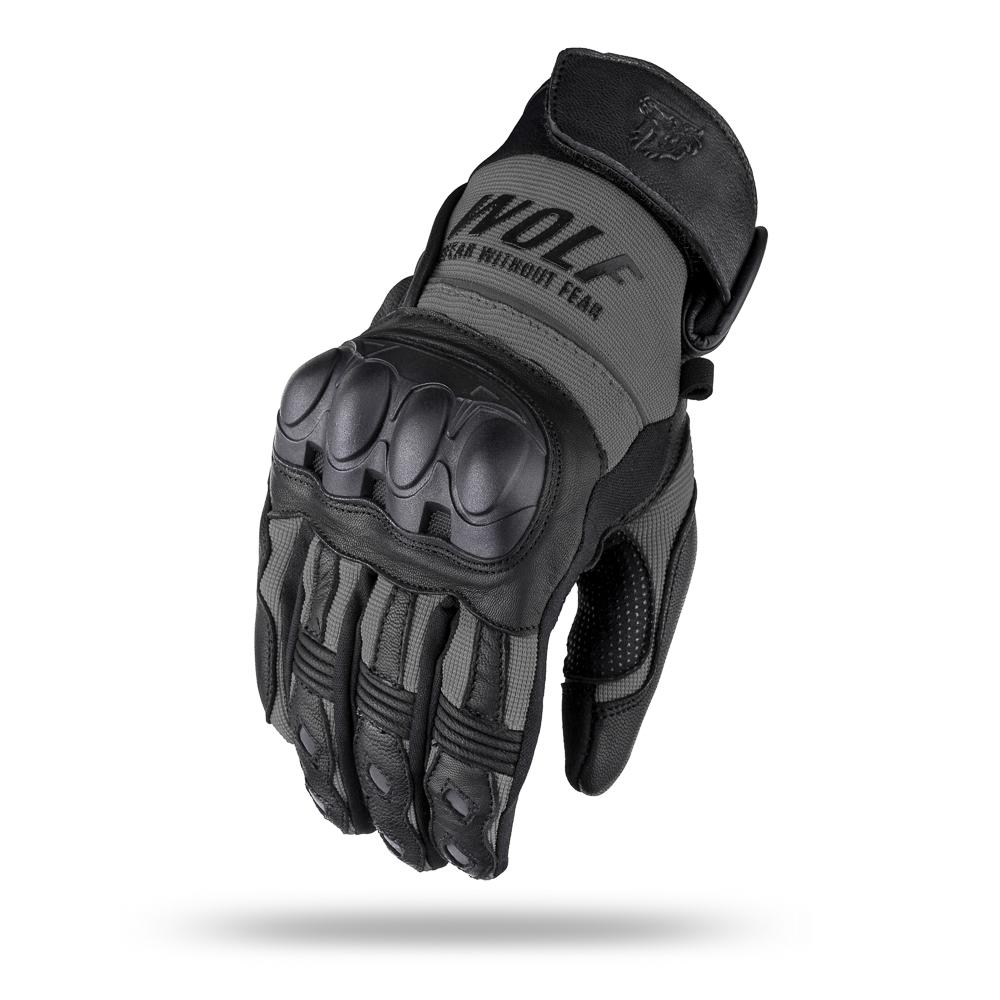 WOLF MEN' MOTORCYCLE GLOVES PRO-X GUN METAL