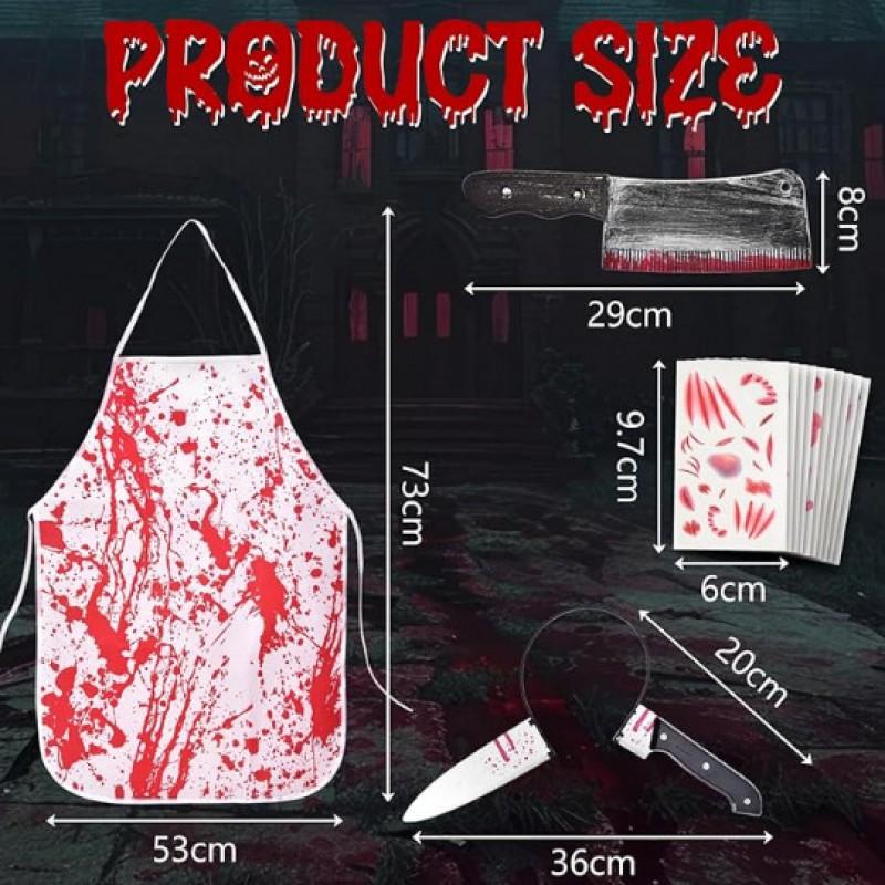 Horror Halloween Bloody Apron Costume Set Adult Cosplay Role Play Scary Butcher Outfit With Stained Design