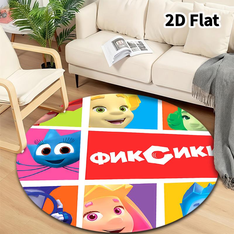 The Fixies Round Area Rug Carpet Rug For Living Room Bedroom Sofa Playroom Decor Nonslip Floor Mat