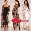 Cross-Border Women's Sequin Mesh Cardigan: Long Beaded Party Wear, See-Through with Long Sleeves.