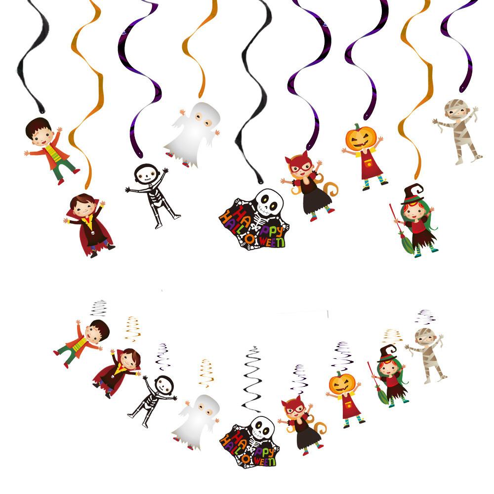 Delightful Spiral Halloween Hangings Featuring Cheerful Cartoon Dolls For Seasonal Decor