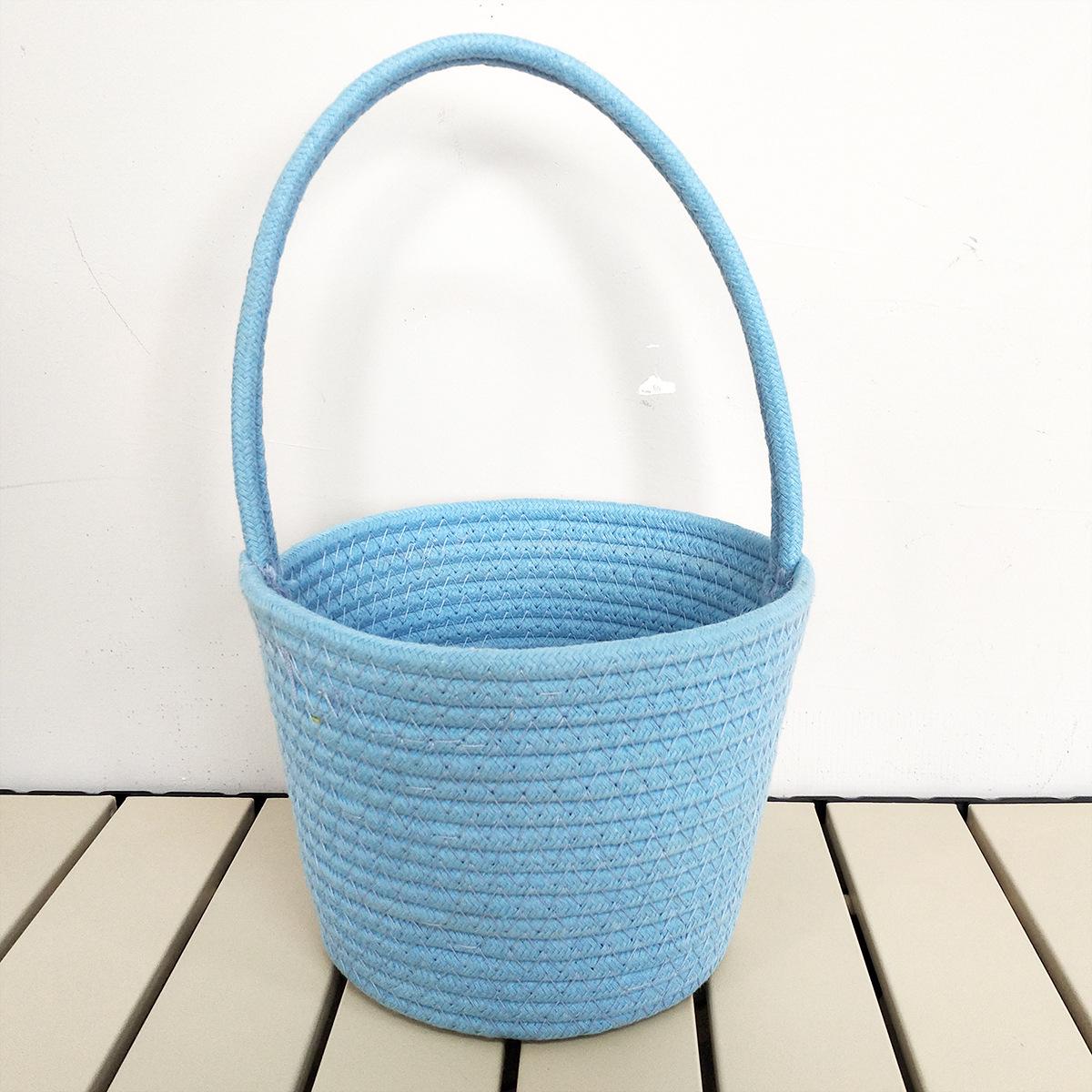 Handwoven Cotton Thread Storage Basket - Desktop, Toys, Cosmetics, Jewelry, Wall-Hanging Organizer 18*14 (Diameter*Height) Approx. 200g синий