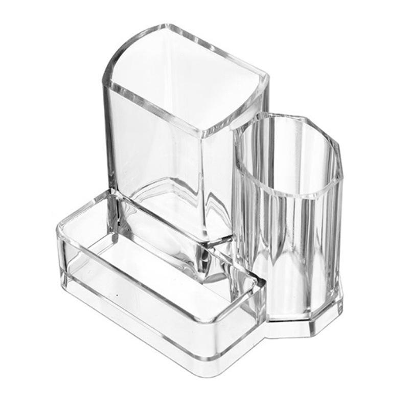 Transparent Acrylic Desk Organizer: Multifunctional Holder for Business Cards, Makeup Brushes, and Pens