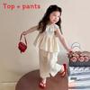 Girl Summer Sleeveless Outfit Set With Lace Trim For Ages 3 To 8