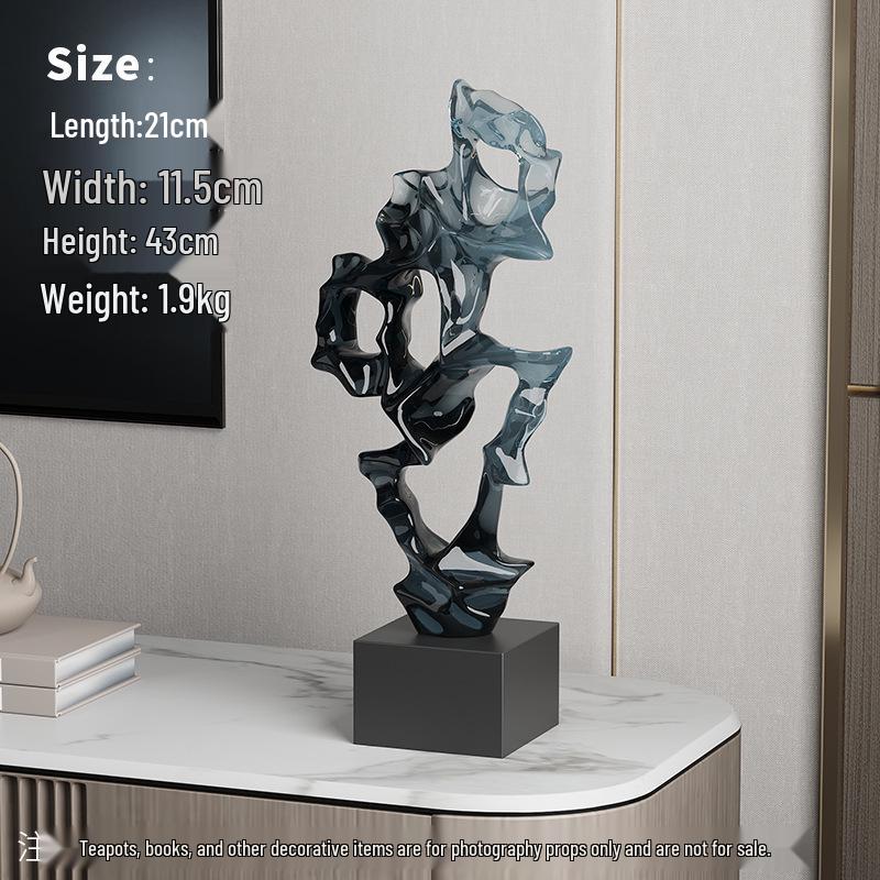 

Modern Deep Blue Taihu Stone Resin Ornament for Living Room TV Cabinet Decor Default