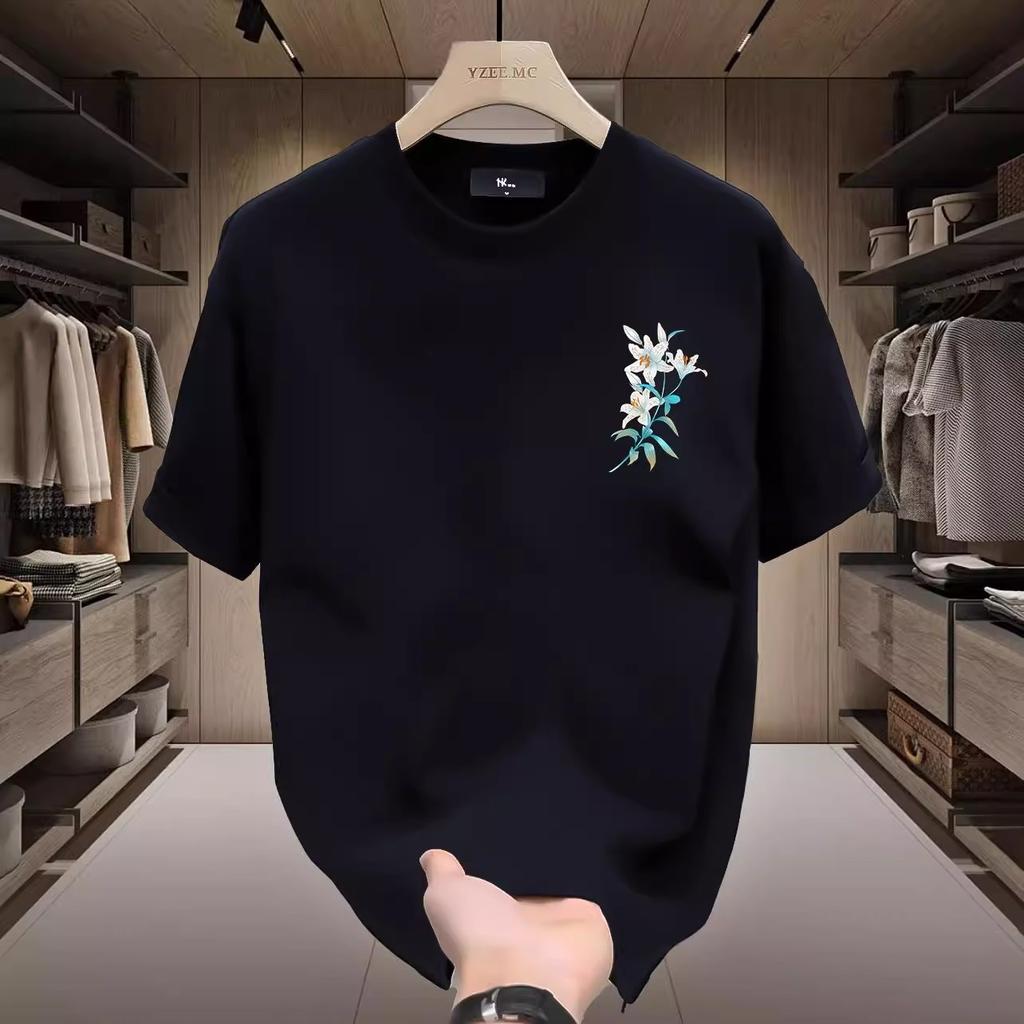 Short Sleeve Cotton Men'S Printed T-Shirt Trend Men'S And Women'S Versatile Crew Neck T-Shirt Men'S