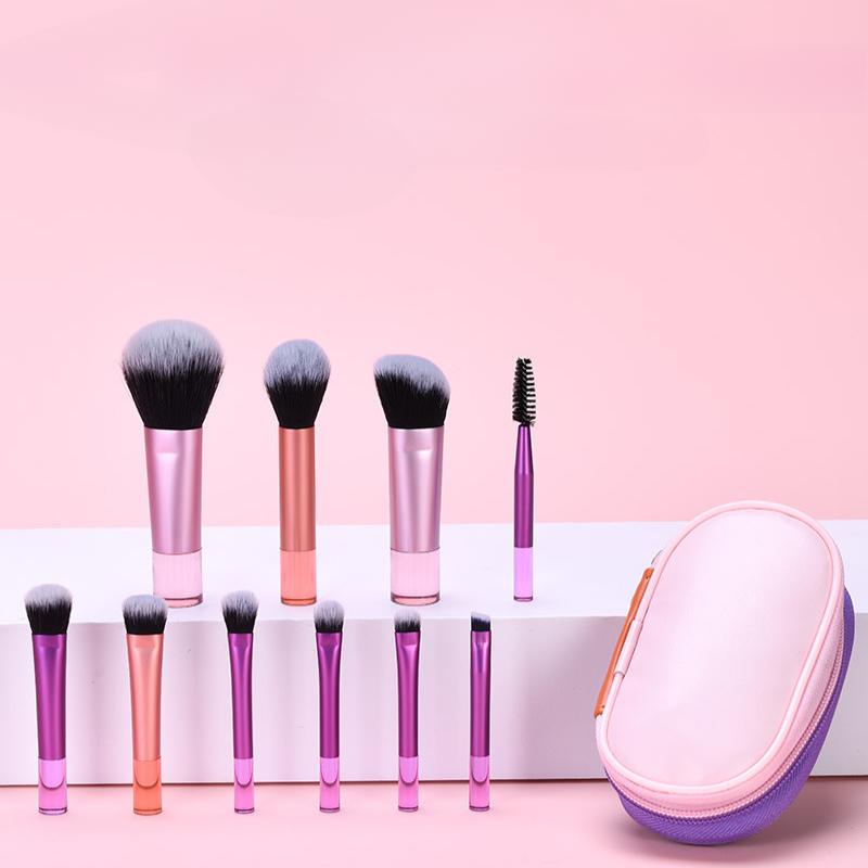

10 шт. Набор мини-кистей для макияжа Индивидуальная упаковка Кисть для румян Кисть для рассыпчатой пудры Кисть для теней для век Портативная кисть для макияжа B