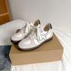 Leather Inner Height Increase Women's Red Retro Round Head Lace-up Light Casual Sports Shoes