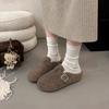 The inner height is increased, the woolen Birkenstocks are half-towed, and the women wear the new autumn and winter velvet one-pedal lazy cotton