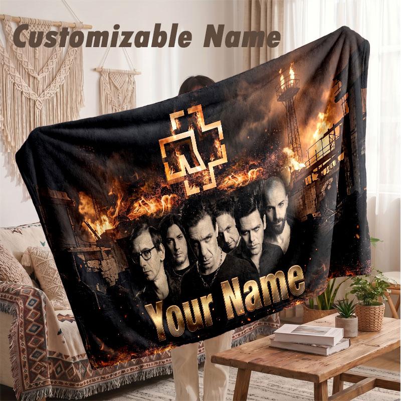 Custom Name Flannel Blanket,Rammstein Lightweight Warm Bed Blanket For Couch & Holiday Gift