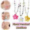 Colorful Beaded Cherry Blossoms Pendant Necklace Flower Pendant Necklace Party Accessory