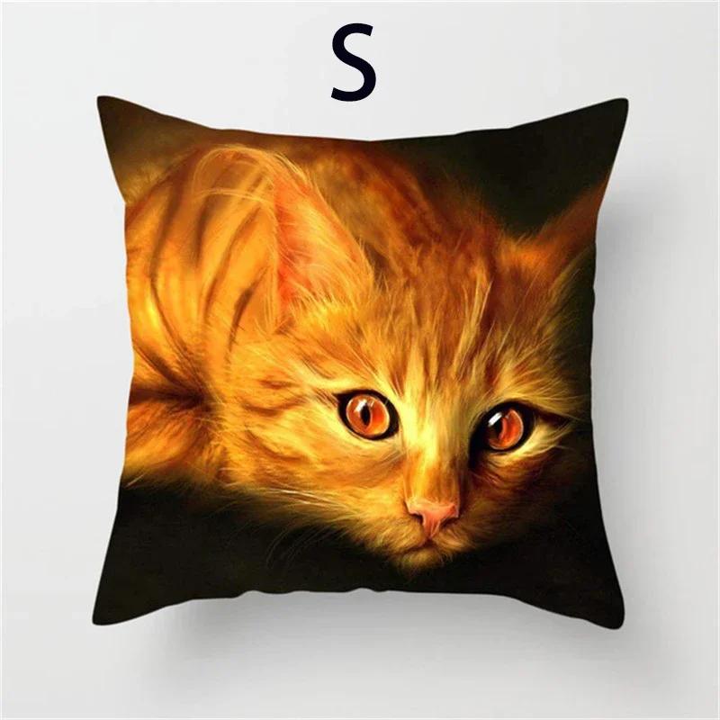 Cushion Cover Cute Cat Pattern Square Pillowcase Zipper Birthday Gift Sofa Home Hotel Decoration 45*45cm