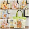 Thicken Capybara  Canvas Bag Letter Student Tote Bag Phone Storage Cartoon Underarm Bag  Girls