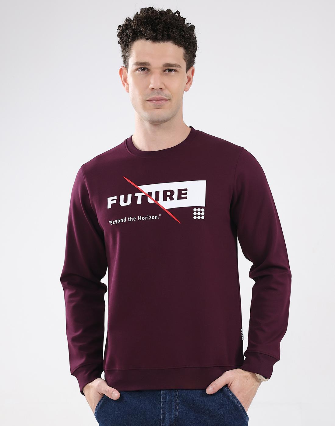 Стильная мужская толстовка с круглым вырезом и длинными рукавами S винный