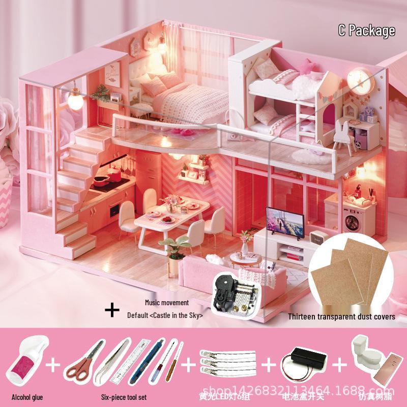 Zhi Qu Wu DIY Holzpuppenhausmodell – Kreatives handmontiertes Villenspielzeug, Perfektes Geburtstagsgeschenk für Freundin