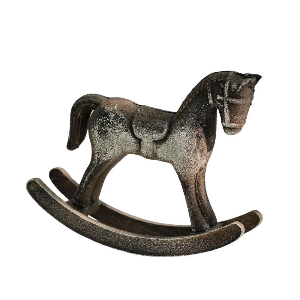 

Wooden Craft Wooden Rocking Horse Wooden Horse Animal Figurines Desk Decor Desktop Bar Style 5