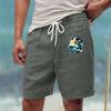 Men's Casual Drawstring Waist Shorts with Artistic Print Comfortable Lightweight Quick Dry Summer Beachwear
