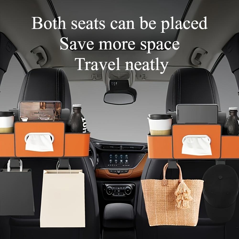 Car multi-functional storage box,with bag hanger and phone stand,durable material,easy installation,suitable for most car models
