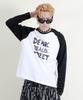 Deumakeu Text Raglan Color Block Long Sleeve T-Shirt Black & White