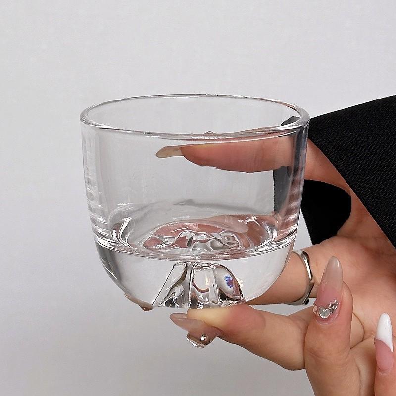 High-Value Thick-Bottom Transparent Gongfu Tea Cup Set with Hammered Edge - Heat-Resistant Glass for Home Use