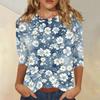 Top da Donna Casual a Manica a Tre Quarti con Stampa Floreale Girocollo Vestibilità Larga Pullover Camicetta Leggera per l'Uso Quotidiano
