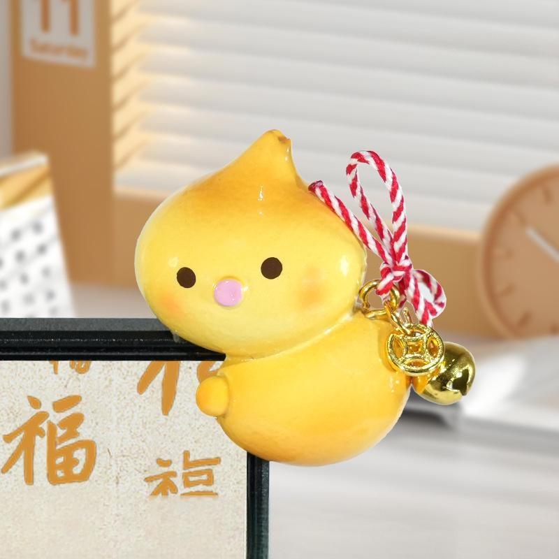 Adorable Cartoon Gourd Animal Figurine Lucky Resin Ornament Small Decor for Computer Monitor Edge Bedroom Desktop Gift
