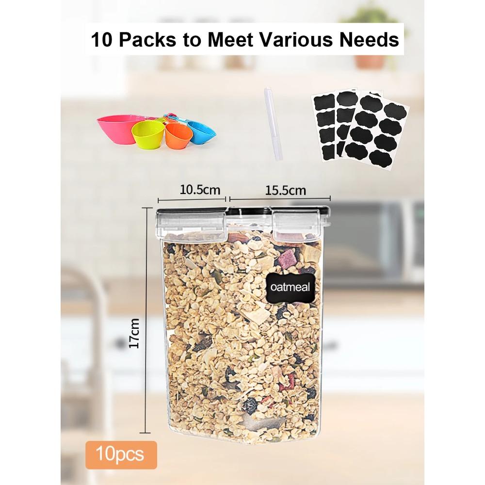 Contenitori Ermetici per Alimenti da 10 Pezzi Senza BPA con Coperchi - Organizer Multi-Formato per Dispensa per Alimenti Secchi/Snack/Frutta