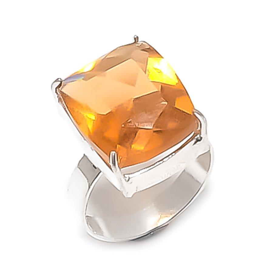 

Цитрин Драгоценный камень 925 Стерлинговое серебро Ювелирное кольцо Размер 9