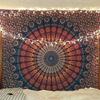 Golden Indian Bohemian Peacock Mandala Tapestry Wall Hanging