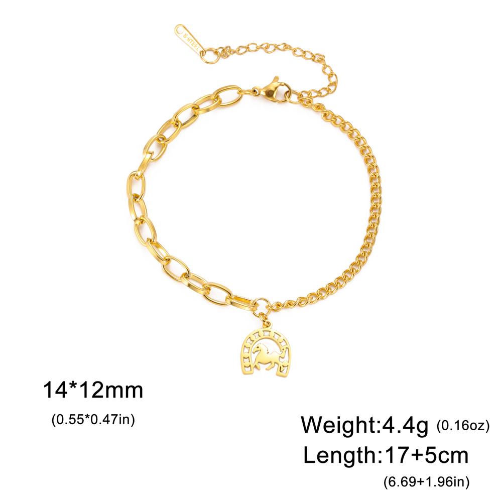 My Shape Horseshoe Pendent Bracelets for Women Stainless Steel U-Shaped Horse Charms Chain Wrist Bangle Jewelry Horse Lovers