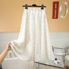 Cool cotton culottes, wide-leg pants, loose and drape, walking pants for home wear, thin legs, floral big swing a-word long skirt