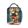 Football Pattern Large Capacity Shoulder Strap Insulated Lunch Bag For Boys/Girls Children Best Gifts 2D Cartoon Lunch Box Bag