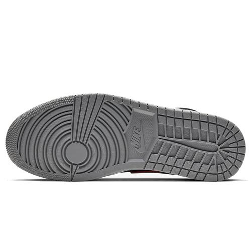 New JORDAN 1 Mid Black Particle Grey Gym Red 554724-060