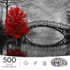 500pcs/Puzzle Game for Training Endurance And Logical Thinking - Exquisite Puzzle - (Mist Red Maple Arch Bridge Forest) Suitable for Living Room Decor