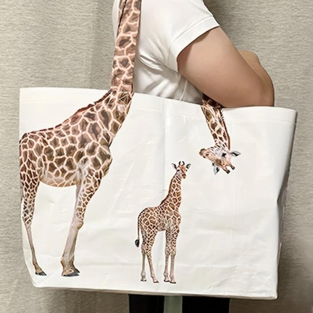 

Creative Eco Bag Large Capacity Woven Bag Waterproof Giraffe Shopping Bag Outdoor