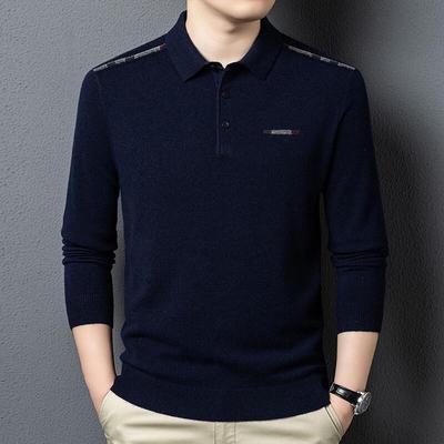 Yiliteng Men's Polo Collar Wool-Cashmere Blend Sweater