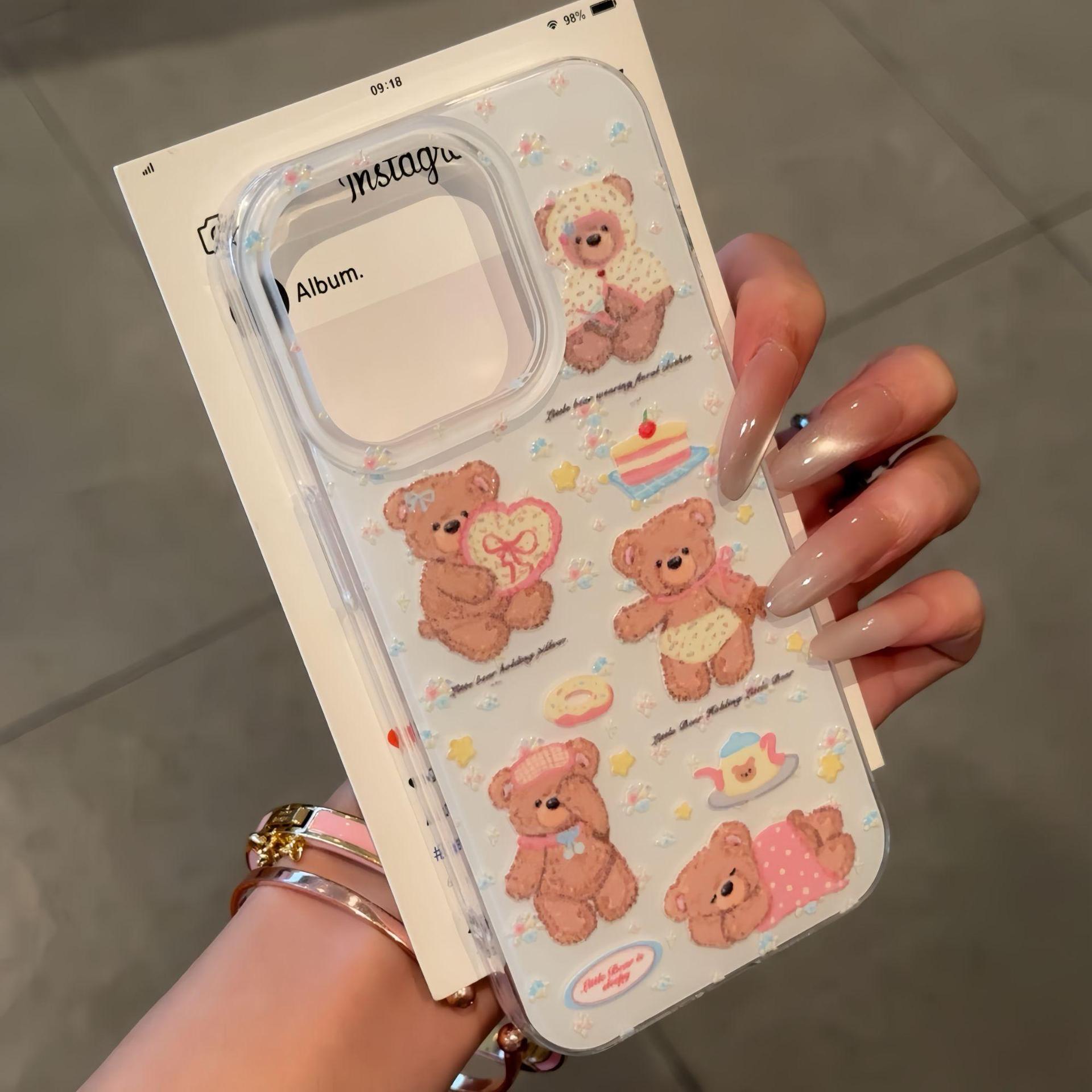 

Однослойный Мишка для заботы для iPhone16pomax для Apple 15pr Чехол для мобильного телефона 14 Новый стиль 13 Мультяшный 12 For Apple 6