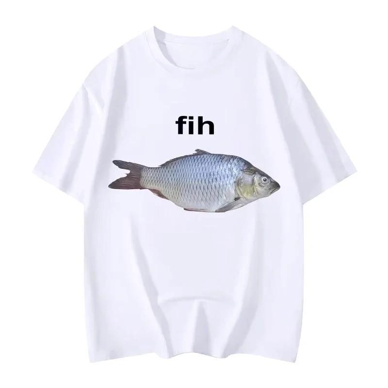 

Fih Fish Funny Meme T Shirt Fashion Short Sleeve Tshirts Women Clothing Funny Shirt Streetwear Tops Women Summer Soft Clothing S