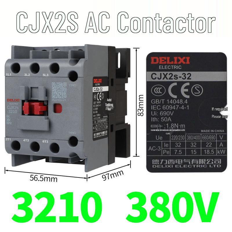 DELIXI CJX2S-3210/3201/3211 AC Contactor (220V/380V/110V/24V/36V)