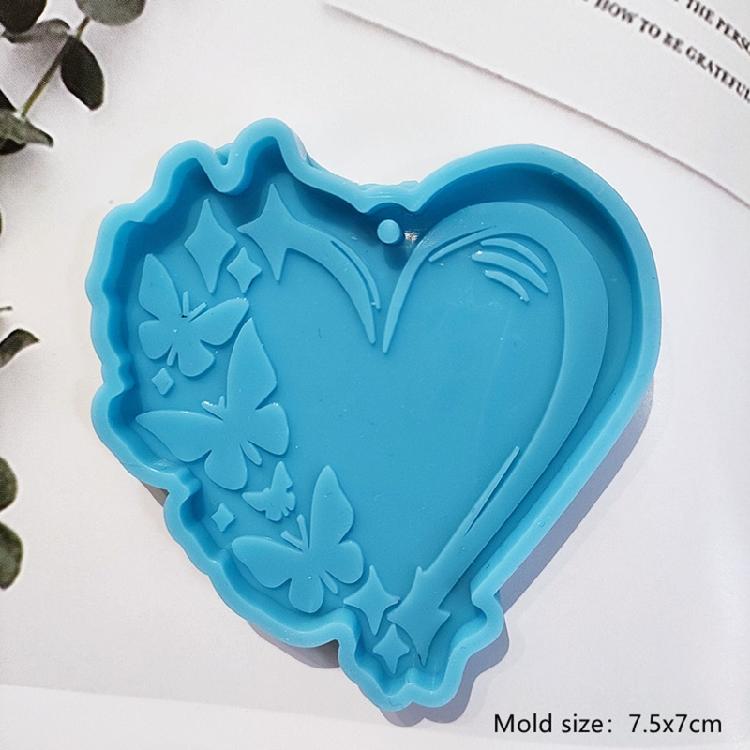 Resin Casting Keychain Mold for Butterfly Heart Shape Silicone Mold for Epoxy Re