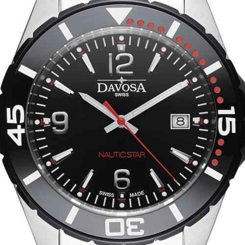 Davosa Nautic Star Swiss-made Watch, 10 ATM Water Resistant, Silver, Model 163.472.65, for Men