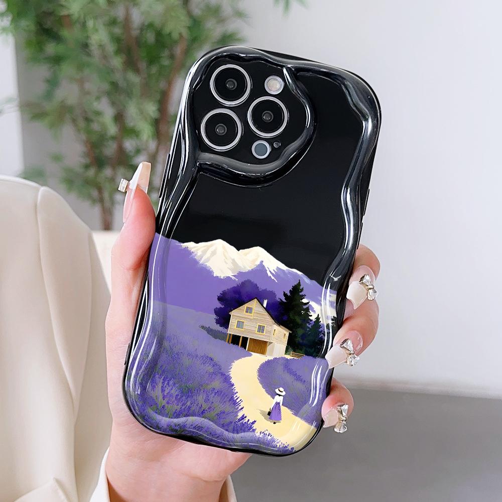 Cartoon Pattern Cream Texture Casing Wavy Edge Soft Silicone Cover Phone Case for OPPO Reno Realme OnePlus Vivo