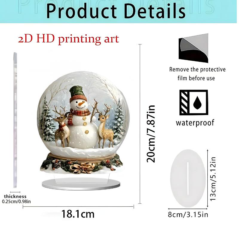 1PC Santa Claus Tabletop Decoration With Base 2D Acrylic Christmas Ornaments 2026 Xmas Navidad Party Supplies