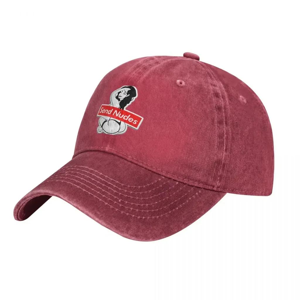 Send Nudes Washed Baseball Cap Fashion Logo Aesthetic Trucker Hat Summer Couple Tennis Custom Baseball Caps