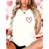 European Size Women's Valentine's Day Heart Print T-Shirt - Black with Red Heart Patterns, Short Sleeve Round Neck Casual Blouse 0