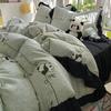 Small Fresh Pure Cotton Four-piece Set Lace Korean Version Princess Style Washed Cotton Bed Skirt Quilt Cover Cream Style Bedding